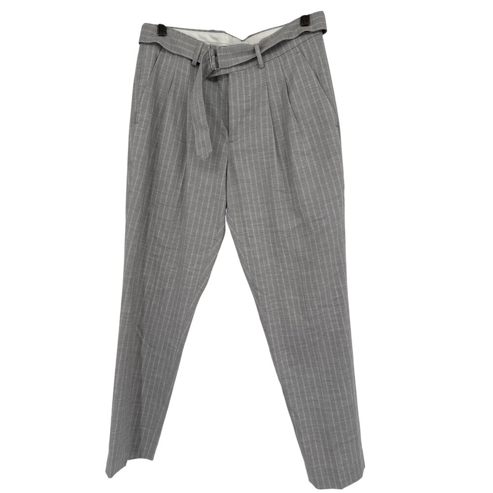Express women's striped Gray Dress Pants 29 linen blend ankle new